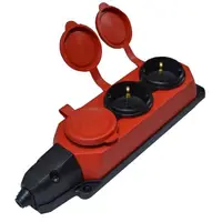 Priza mobila Starke ST01426, 3 prize, fara fir, cauciuc, 16A, rosu, IP44