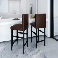 vidaXL Scaune de bar, 2 buc., maro închis, piele ecologică