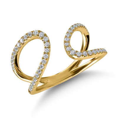 Inel din aur galben cu diamante marquise si rotunde de 0.4ct