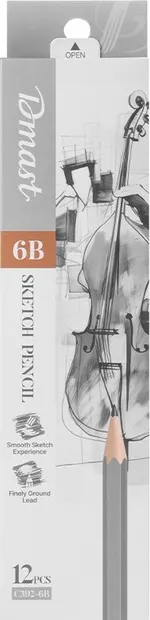 Set de creioane din grafit Deli Dmast - 6B, 12 culori