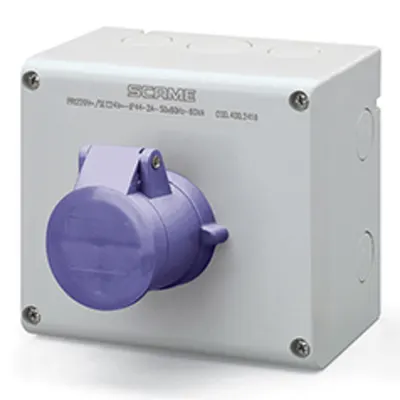 Priza interblocabilan32A 2P 20-25V 50Hz 60Hz 136X125MM_PAR terminal cu surubcu interblocaj electric