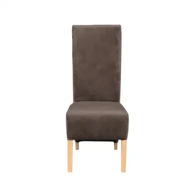 Scaun living VANESSA, picioare lemn natur, stofa maro, 47x60x110 cm