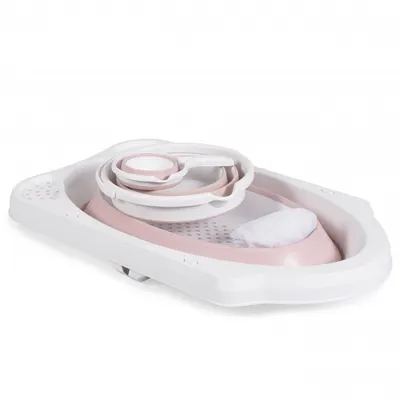 Set 4in1 de baie bebelusi cu cadita pliabila Cangaroo Hawaii Roz,include hamac ,cana si galeata pliabile,forme rotunjte,pliere compacta