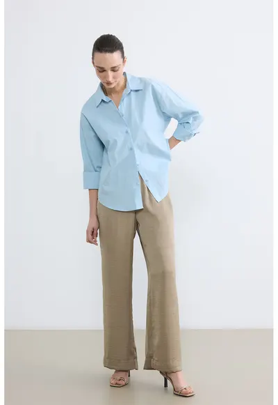 Pantaloni relaxed-fit cu banda elastica in talie - Grej