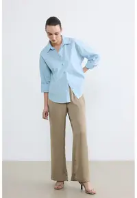 Pantaloni relaxed-fit cu banda elastica in talie - Grej