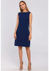 Rochie cu decolteu adanc in V - pe spate - - Bleumarin