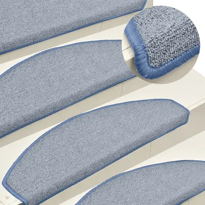 Gossi covorase trepte scara, 15 buc. gri deschis/albastru, 65x24x4 cm
