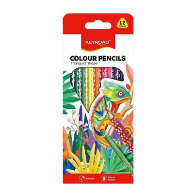 Creioane color triunghiulare, 12culori, 3mm, Keyroad KR971273
