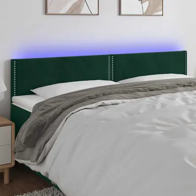 vidaXL Tăblie de pat cu LED, verde închis, 200x5x78/88 cm, catifea