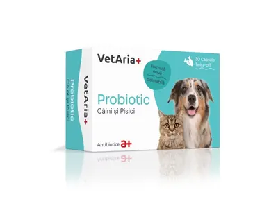 VetAria+ Probiotic Caini si Pisici 30 capsule Twist-off