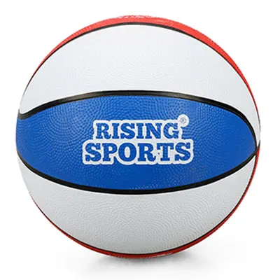 Minge de baschet din cauciuc, Rising Sports, Nr 7, Alb-Albastru