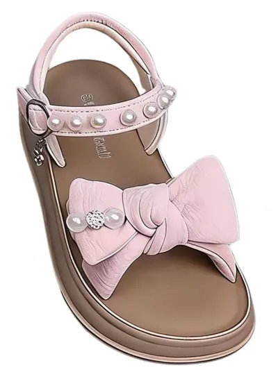 Sandale Fetite,Elegante,Accesorizate cu Perle , Inchidere Arici, Usoare si Comode, Engross, Marimi 32-37, 8buc/bax, roz