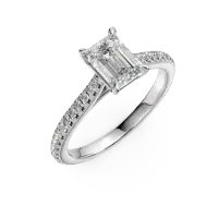 Inel de logodna din aur alb cu diamant emerald de 1ct si diamante de 0.2ct
