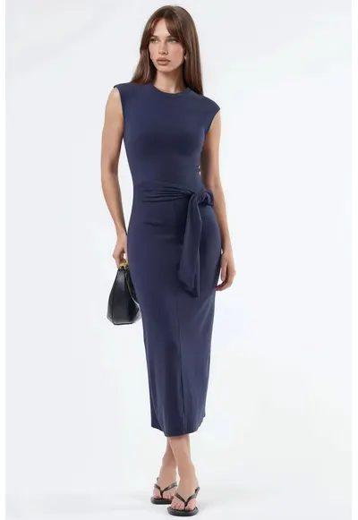 Rochie Midi modal/bumbac/elastan - bleumarin