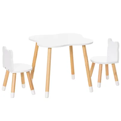 HOMCOM Set de Masă și Scaun din Lemn pentru Copii, Masă de Activități pentru Copii cu Vârsta de 3+ ani, 56x56x50 cm, Gri | Aosom Romania