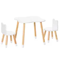 HOMCOM Set de Masă și Scaun din Lemn pentru Copii, Masă de Activități pentru Copii cu Vârsta de 3+ ani, 56x56x50 cm, Gri | Aosom Romania