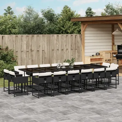 Gossi set mobilier de gradina cu perne, 17 piese, negru, poliratan