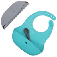 BBLÜV Pöket bavețică cu linguriță Grey/Aqua 2 buc
