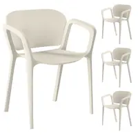 Outsunny Set 4 Scaune de Grădină Stivuibile cu Brațe, Rezistente la Raze UV și Impermeabile, 60x56x75 cm, Alb | Aosom Romania