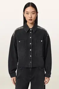 AllSaints jachetă scurtă pentru femei din denim NICKY