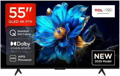 Televizor Smart TCL - 55P7K, 55'', 4K, QLED, Quad core AiPQ, 120Hz Game Accelerator/FHD, Dolby Vision-Atmos, 2x10W, Google TV, negru
