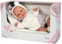 Păpuşă - bebeluş Arias - Beatrice cu ținută albă pufoasă, 35 cm