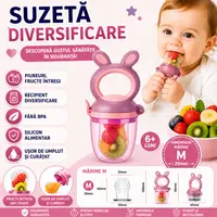Suzeta pentru diversificarea hranei, pentru fructe si legume, silicon moale, Mov, Marimea M