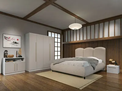 Set dormitor Casmir cu pat tapitat fix - Tokio - C04