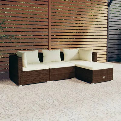 Gossi set mobilier de gradina cu perne, 4 piese, maro, poliratan