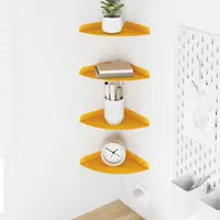 vidaXL Raft Suspendat pentru Colț 4 buc. Galben muștar 18 x 18 x 2 cm