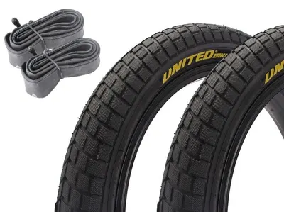 Set anvelope BMX KHE UNITED 16 inch x 2,125 inch negru + cameră AV