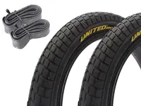 Set anvelope BMX KHE UNITED 16 inch x 2,125 inch negru + cameră AV