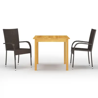 vidaXL Set mobilier de grădină, 3 piese, maro