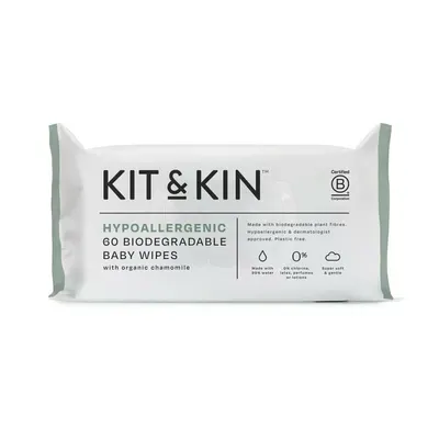 Servetele Umede Biodegradabile, Kit&Kin, Cu 99% apa, 60 buc