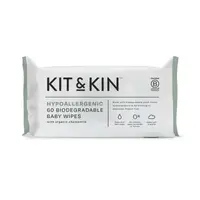 Servetele Umede Biodegradabile, Kit&Kin, Cu 99% apa, 60 buc