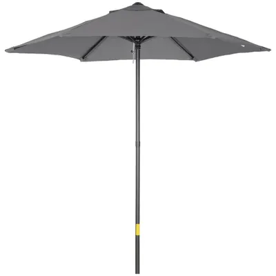 Outsunny Umbrelă de Grădină, Înclinabilă cu Orificiu de Ventilație și 6 Brațe, Ø196x204 cm, Gri | Aosom Romania