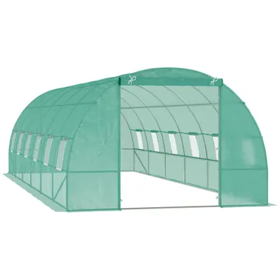 Outsunny Sera pentru Culturi, Structură din Oțel Rezistent, Spațioasă 8x3x2m, Ideală pentru Grădinărit, Verde | Aosom Romania