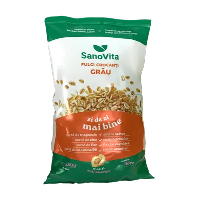 Fulgi de grau crispy, 250g, SanoVita