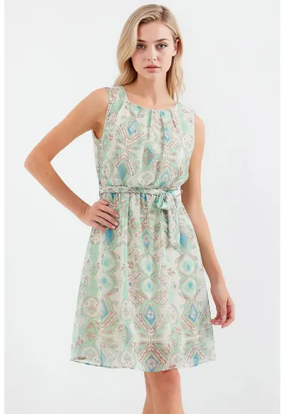 Rochie mini dama HiCCUP - decolteu rotund - poliester - multicolor