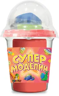 Plastilină Piasăchko - Cu forme pentru modelare, 100 g, roșie