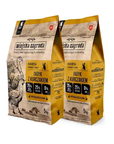 WIEJSKA ZAGRODA Curcan cu pui hrană uscată pentru pisoi 2x5 kg