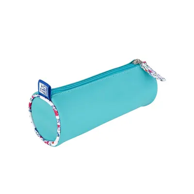 Penar tip etui, 1 fermoar, rotund, Oxford Floral Pastel, turcoaz