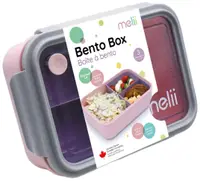 Cutie cu alimente pentru copii Melii - Cu compartimente detașabile, 1250 ml, roz-gri