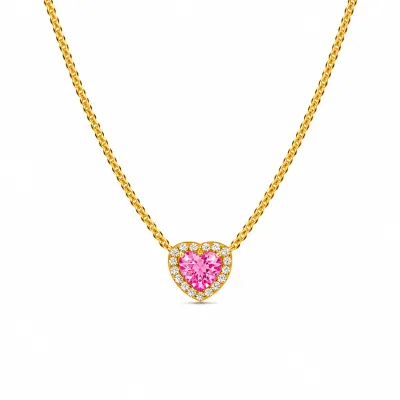 Colier Pink Heart Gold