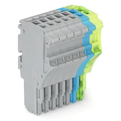 1-conductor female plug; 1.5 mm²; 7-pole; 1,50 mm²; gray, blue, green-yellow