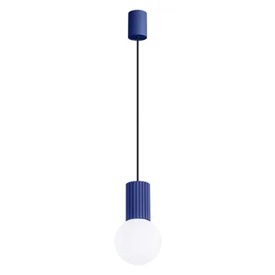 Lustră albastru-închis cu abajur din sticlă ø 12 cm Orbital – Sollux
