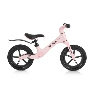 Bicicleta copii fara pedale Byox Next Step Pink 12 inch, cu stepper picioare lateral pliabil, pentru copiii cu varsta peste 2 ani si cu o greutate maxima de pana la 50 kg, scaun reglabil de la 35-41 cm