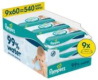 Șervețele umede pentru bebeluși Pampers - Water, 9 x 60 bucăți