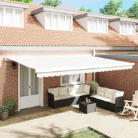 vidaXL Copertină retractabilă Alb 500 × 300 cm Pânză și Aluminiu