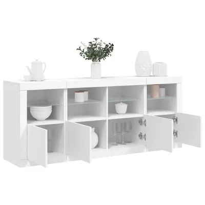 vidaXL Servantă cu lumini LED, alb, 163x37x67 cm